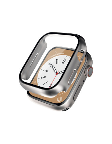 Etui Ze Szkłem Do Apple Watch 41 mm Crong Hybrid Watch Case Srebrny