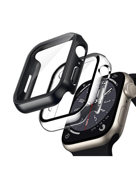 Etui Ze Szkłem Do Apple Watch 41 mm Crong Hybrid Watch Case Przezroczysty