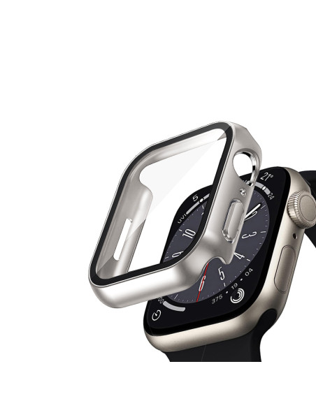 Etui Ze Szkłem Do Apple Watch 40 mm Crong Hybrid Watch Case Srebrny