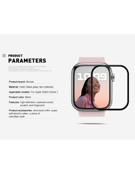 Szkło Ochronne Na Ekran Apple Watch 41 mm Mocolo 3D Glass Full Glue