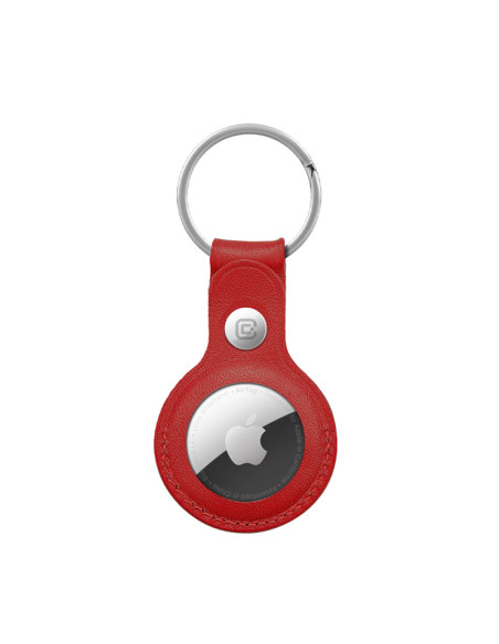 Etui Skórzane Ochronne Brelok Do Apple AirTag Crong Leather Case With Key Ring Czerwony