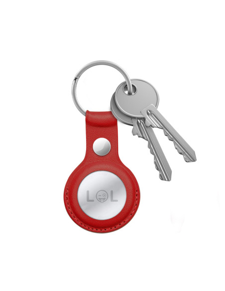 Etui Skórzane Ochronne Brelok Do Apple AirTag Crong Leather Case With Key Ring Czerwony