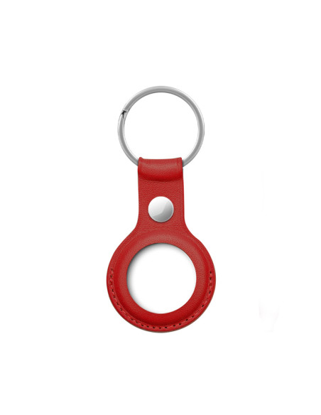 Etui Skórzane Ochronne Brelok Do Apple AirTag Crong Leather Case With Key Ring Czerwony