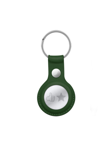 Etui Skórzane Ochronne Brelok Do Apple AirTag Crong Leather Case With Key Ring Zielony