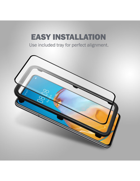 Szkło Hartowane 9H Na Cały Ekran Huawei P40 + Ramka Instalacyjna Crong 3D Armour Glass