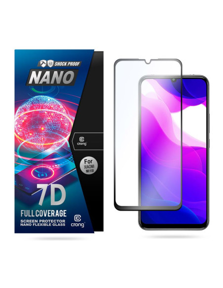 Szkło Hybrydowe 9H Na Cały Ekran Xiaomi Mi 10 Lite Crong 7D Nano Flexible Glass