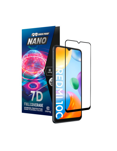 Szkło Hybrydowe Niepękające 9H Na Cały Ekran Xiaomi Redmi 10C Crong 7D Nano Flexible Glass