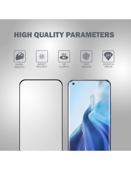 Szkło Hartowane 9H Full Glue Na Cały Ekran Xiaomi Mi 11 + Ramka Instalacyjna Crong 3D Armour Glass