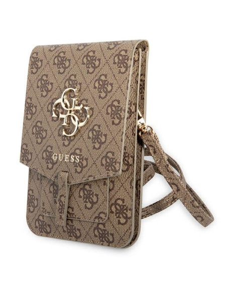 Torba Z Przegrodą Na Smartfona Guess 4G Big Metal Logo Phone Bag Brązowy