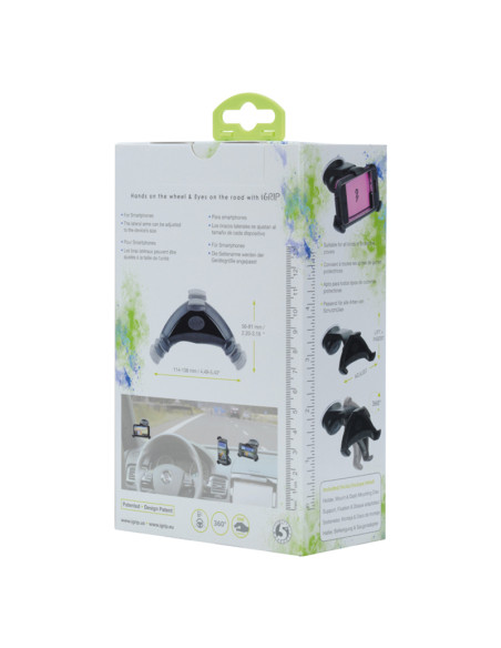 Uchwyt Uniwersalny Samochodowy Do Smartfonów O Szer. 56-81 mm / Wys. 114-138 mm iGrip Universal Smart Grip'R X'Tra Kit Czarny