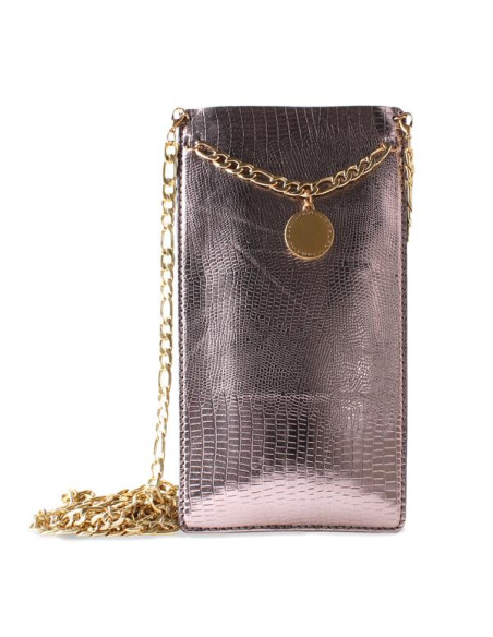 Etui Uniwersalne Do Smartfonów Z 2 Kieszeniami Na Karty W / Gold Chain Xl Puro Glam Chain Brązowy