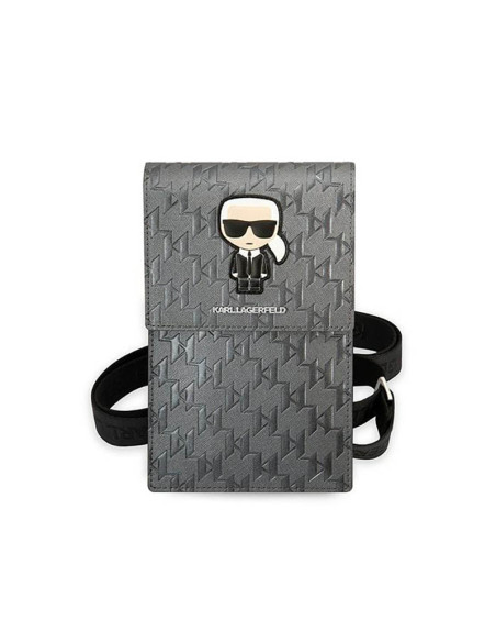 Torba Na Smartfona I Akcesoria Karl Lagerfeld Monogram Ikonik Patch Wallet Phone Bag Szary