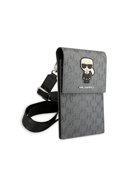 Torba Na Smartfona I Akcesoria Karl Lagerfeld Monogram Ikonik Patch Wallet Phone Bag Szary