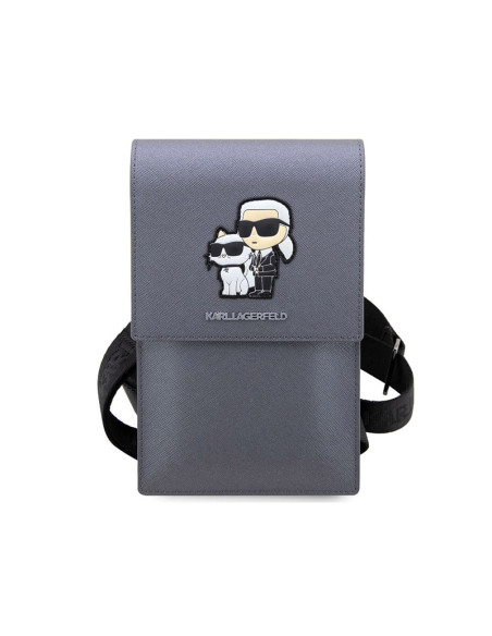 Torba Na Smartfona I Akcesoria Karl Lagerfeld Saffiano NFT Karl & Choupette Szary