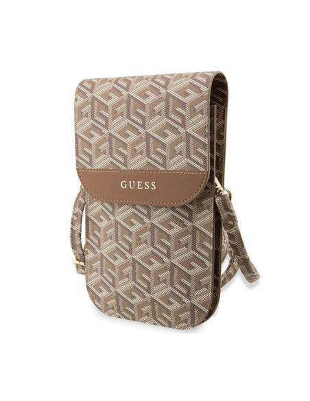 Torba Z Przegrodą Na Smartfona Guess Gcube Stripe Phone Bag Brązowy