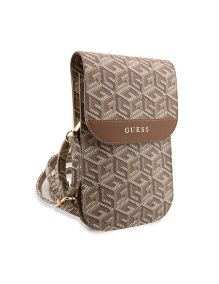 Torba Z Przegrodą Na Smartfona Guess Gcube Stripe Phone Bag Brązowy