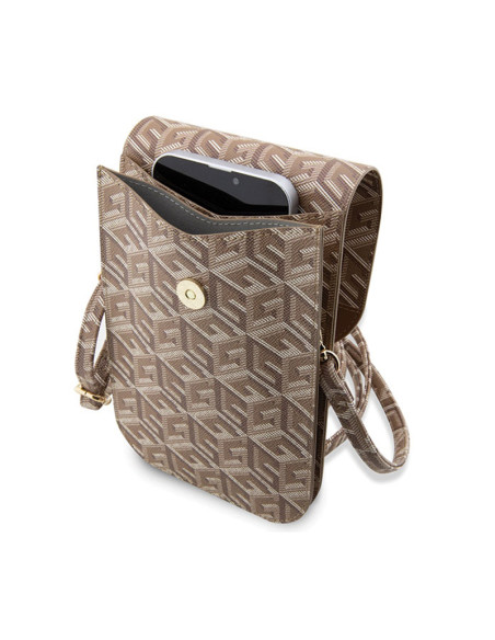 Torba Z Przegrodą Na Smartfona Guess Gcube Stripe Phone Bag Brązowy