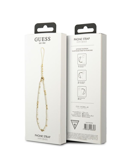Zawieszka Do Telefonu 25 cm Guess Phone Strap Beads Heishi Biały