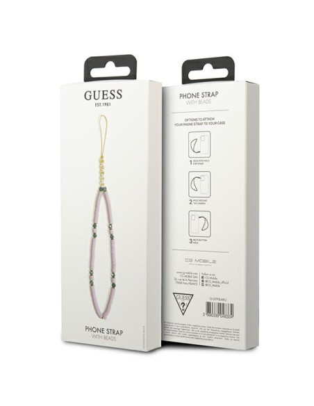 Zawieszka Do Telefonu 25 cm Guess Phone Strap Beads Heishi Fioletowy