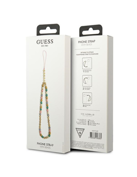 Zawieszka Do Telefonu 25 cm Guess Phone Strap Beads Heishi Różowy