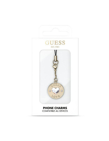Zawieszka Do Telefonu Guess Phone Strap Heart Diamond Charm With Rhinestones Złoty