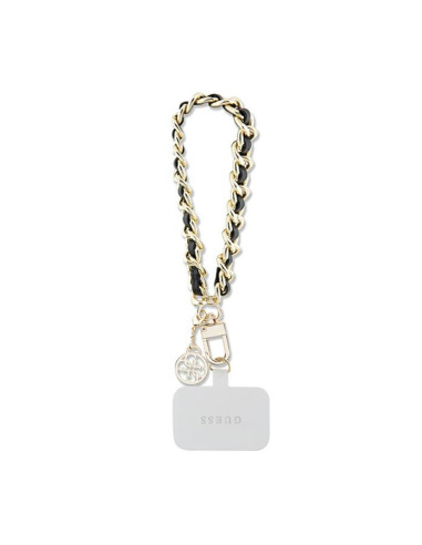 Pasek Uniwersalny Do Telefonu Guess Universal Hand Strap Saffiano Chain 4G Charm Czarny