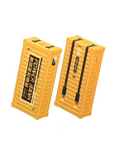 Powerbank 20000mAh Super Charging Z Wbudowanym Kablem USB-C & Lightning PD 20W + QC 22.5W Wekome Wp-341 Container Series Żółty