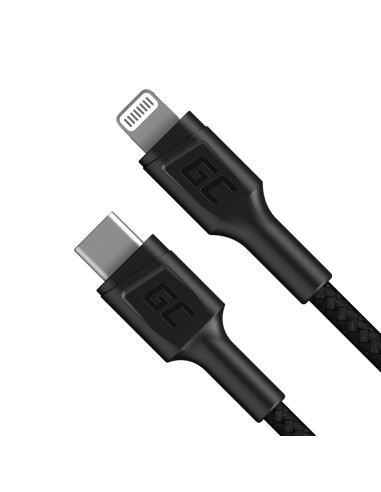 Kabel Przewód USB-C/Lightning 100cm Ze Wsparciem Power Delivery (Apple Certyfikat Mfi Certified) Green Cell Power Stream Czarny
