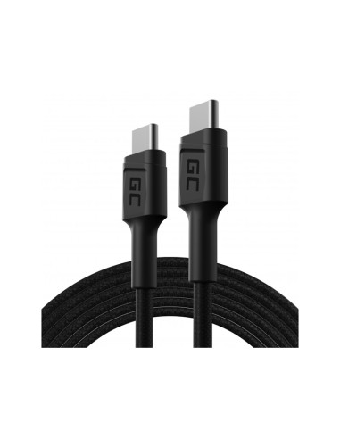 Kabel Przewód USB-C/USB-C 200cm Z Obsługą Power Delivery ( 60 W ). 480 Mbps. Ultra Charge. QC 3.0 Green Cell Powerstream Czarny