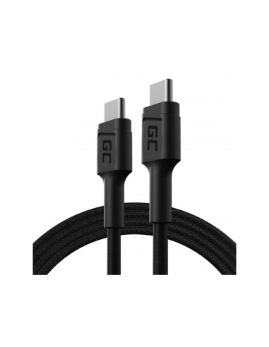 Kabel Przewód USB-C/USB-C 120 cm Z Obsługą Power Delivery ( 60 W ). 480 Mbps. Ultra Charge. QC 3.0 Green Cell Powerstream Czarny