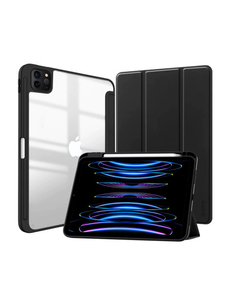 Etui Do iPad Pro 11"(2022-2021) / iPad Air 10.9 " ( 5 - 4 Gen. ) Z Podstawką I Ładowaniem Apple Pencil Crong Primefolio Czarny