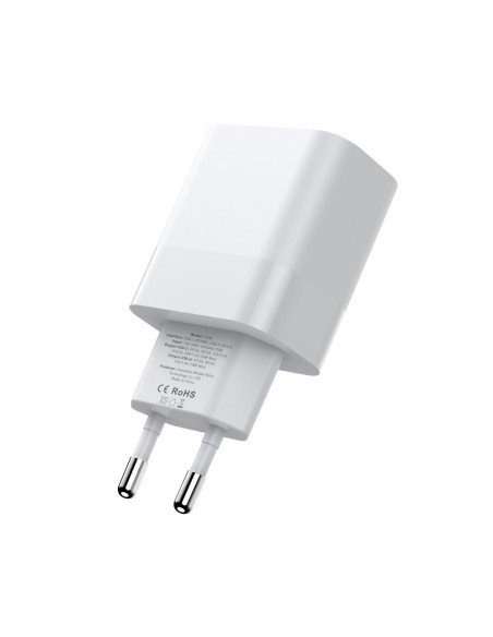 ŁaDowarka sieciowa 2-Porty C20W PD20W + USB-C Kabel Tech-Protect Biały
