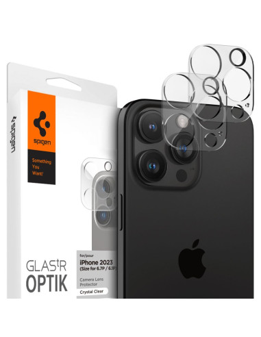 2x Osłona Aparatu Spigen Optik.Tr Camera Protector iPhone 14 Pro / Pro Max / 15 Pro / Pro Max Przezroczysty