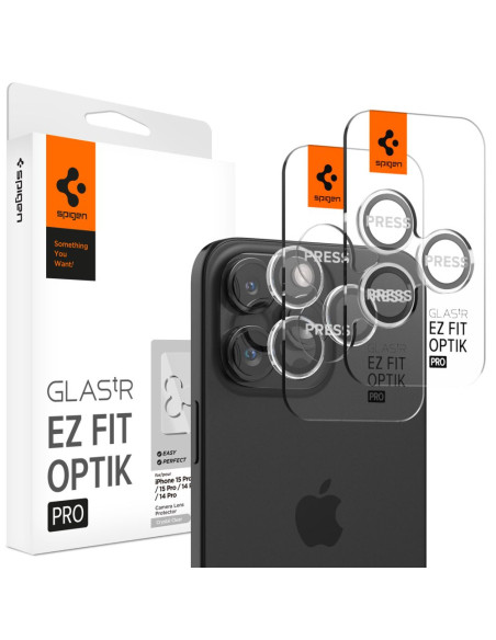 2x Osłona Aparatu Spigen Optik.Tr ”Ez Fit” Camera Protector iPhone 14 Pro / Pro Max / 15 Pro / Pro Max