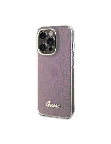 Etui Do iPhone 15 Pro Max Guess IML Faceted Mirror Disco Iridescent Różowy