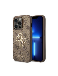 Etui Do iPhone 15 Pro Max Guess 4G Big Metal Logo Brązowy