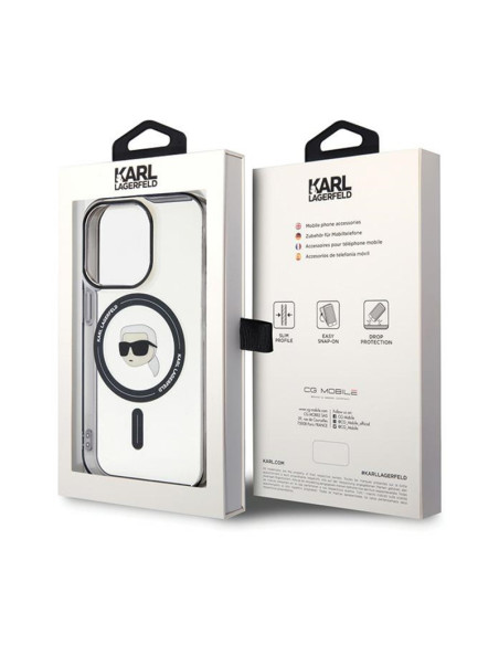 Etui Do iPhone 15 Pro Max Karl Lagerfeld IML Karl Head MagSafe Przezroczysty