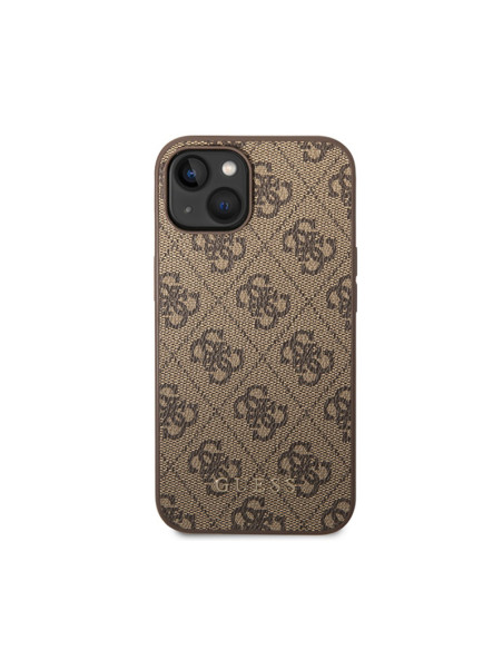 Etui Do iPhone 15 Plus Guess 4G Metal Gold Logo Brązowy