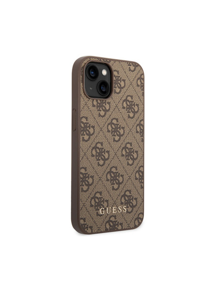 Etui Do iPhone 15 Plus Guess 4G Metal Gold Logo Brązowy
