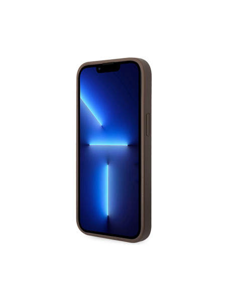 Etui Do iPhone 15 Plus Guess 4G Metal Gold Logo Brązowy