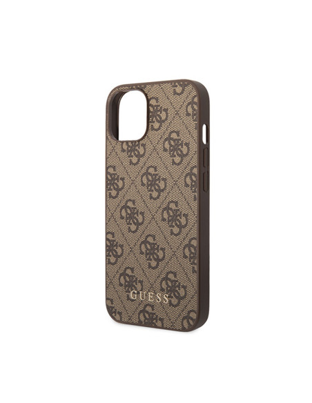 Etui Do iPhone 15 Plus Guess 4G Metal Gold Logo Brązowy