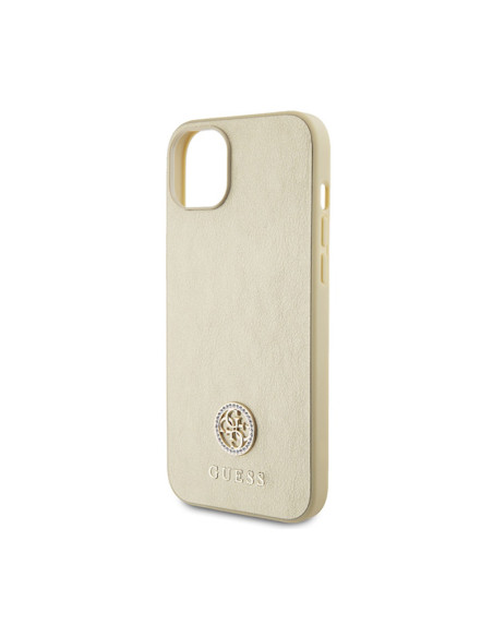 Etui Do iPhone 15 Plus Guess 4G Strass Metal Logo Złoty