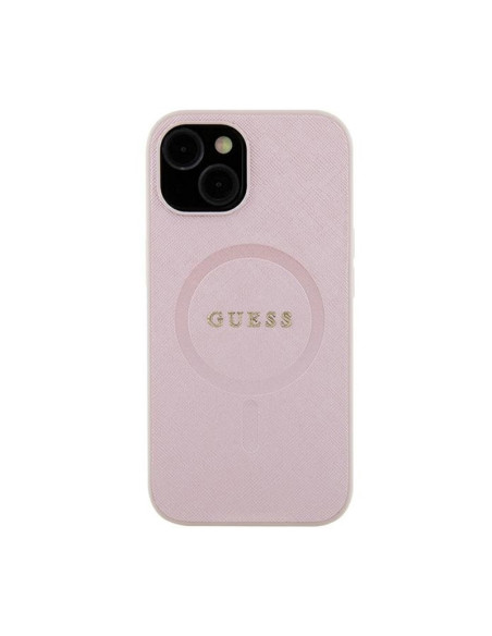 Etui Do iPhone 15 Plus Guess Saffiano MagSafe Różowy
