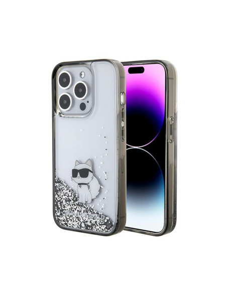 Etui Do iPhone 15 Pro Max Karl Lagerfeld Liquid Glitter Choupette Przezroczysty