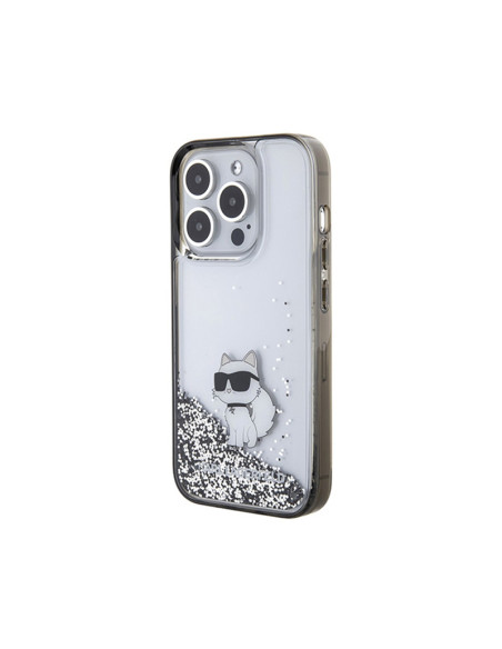 Etui Do iPhone 15 Pro Max Karl Lagerfeld Liquid Glitter Choupette Przezroczysty
