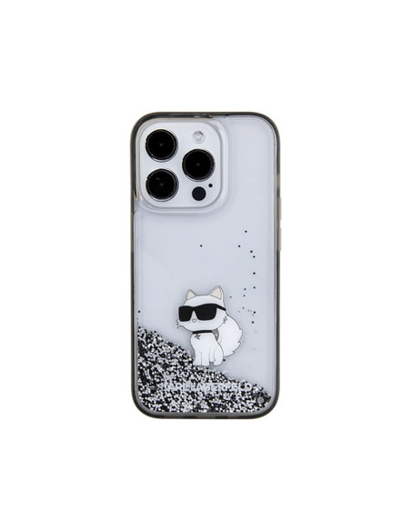 Etui Do iPhone 15 Pro Max Karl Lagerfeld Liquid Glitter Choupette Przezroczysty