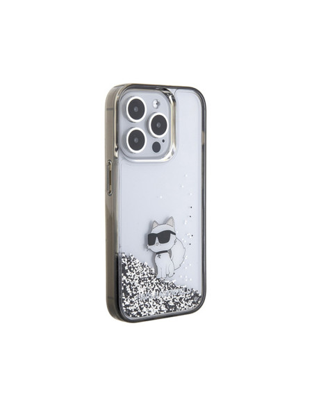 Etui Do iPhone 15 Pro Max Karl Lagerfeld Liquid Glitter Choupette Przezroczysty