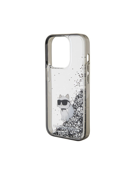 Etui Do iPhone 15 Pro Max Karl Lagerfeld Liquid Glitter Choupette Przezroczysty
