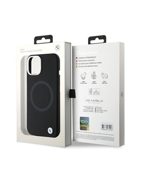 Etui Do iPhone 15 Plus BMW Signature Liquid Silicone MagSafe Czarny
