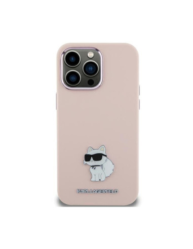 Etui Do iPhone 15 Plus Karl Lagerfeld Silicone Choupette Metal Pin Różowy